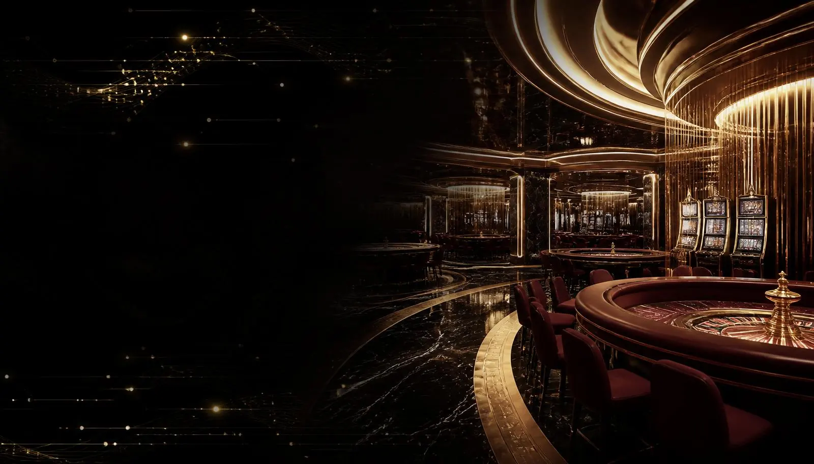 Premium black and gold casino environment powered by AS Tech API